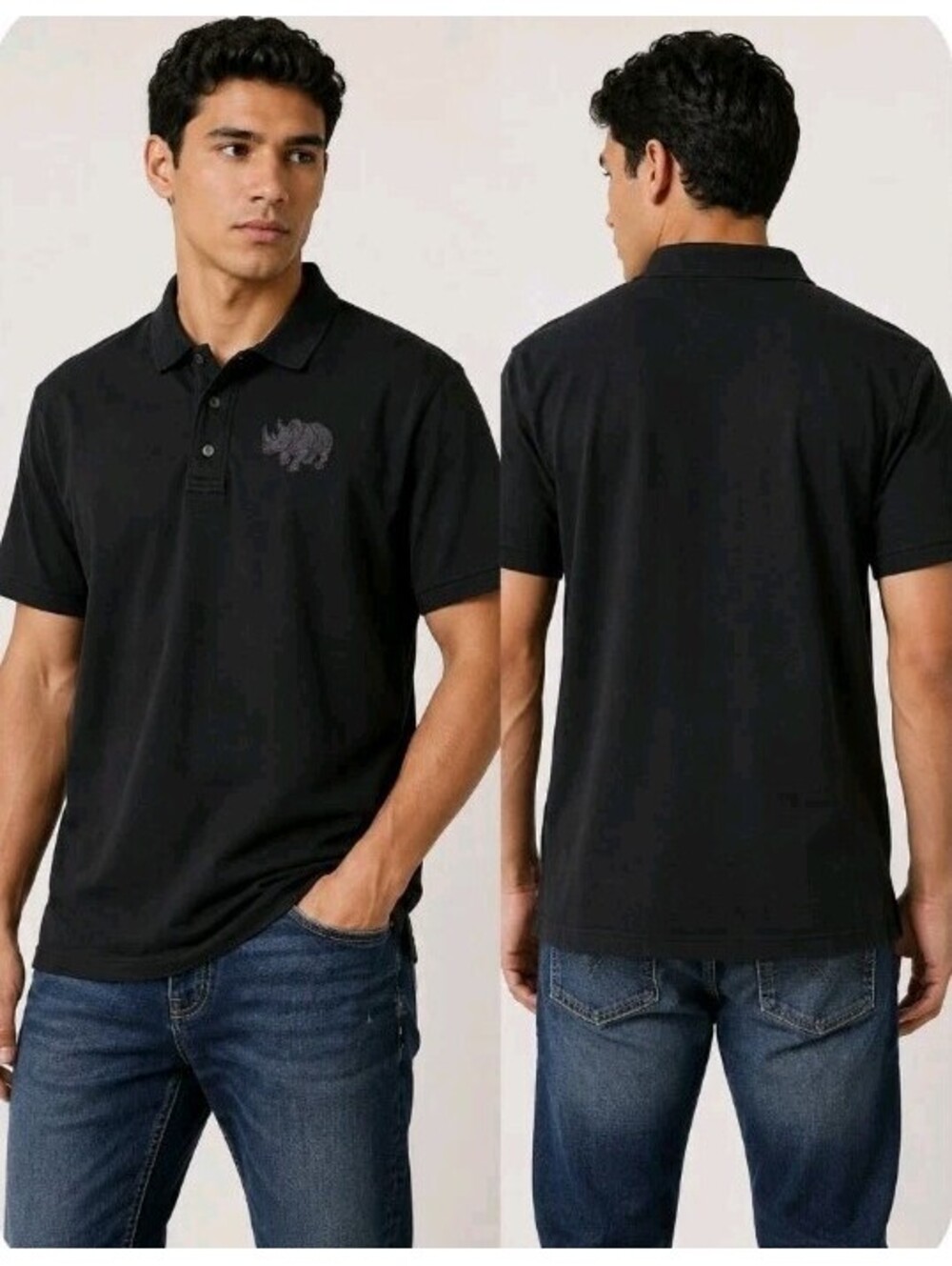Ecko Unltd Black Rhino Polo Shirt Men's XL Short Sleeve Cotton Embroidered Logo